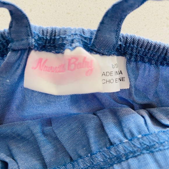 Nannette Baby Girls White & Blue Ruffle Bubble Heart Romper Size 6-9 Months - Picture 8 of 9